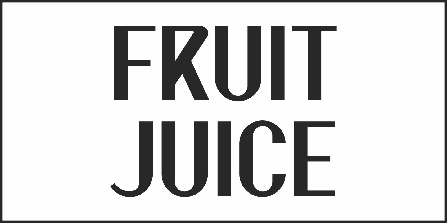 Пример шрифта Fruit Juice JNL Oblique